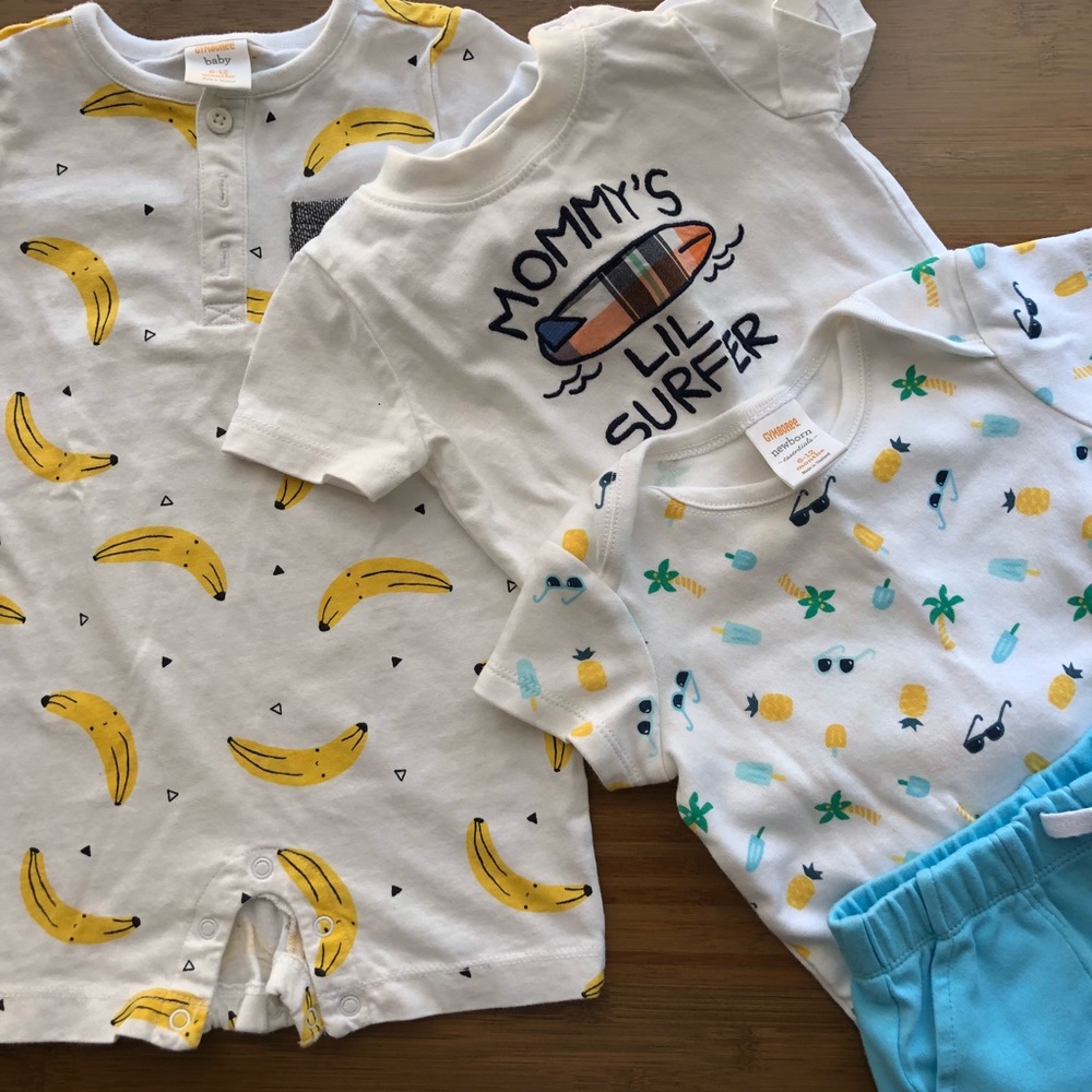 Gymboree Summer Clothing- Romper, Onesies, Shorts